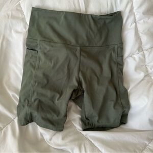 Green cropped workout shorts moving sale
